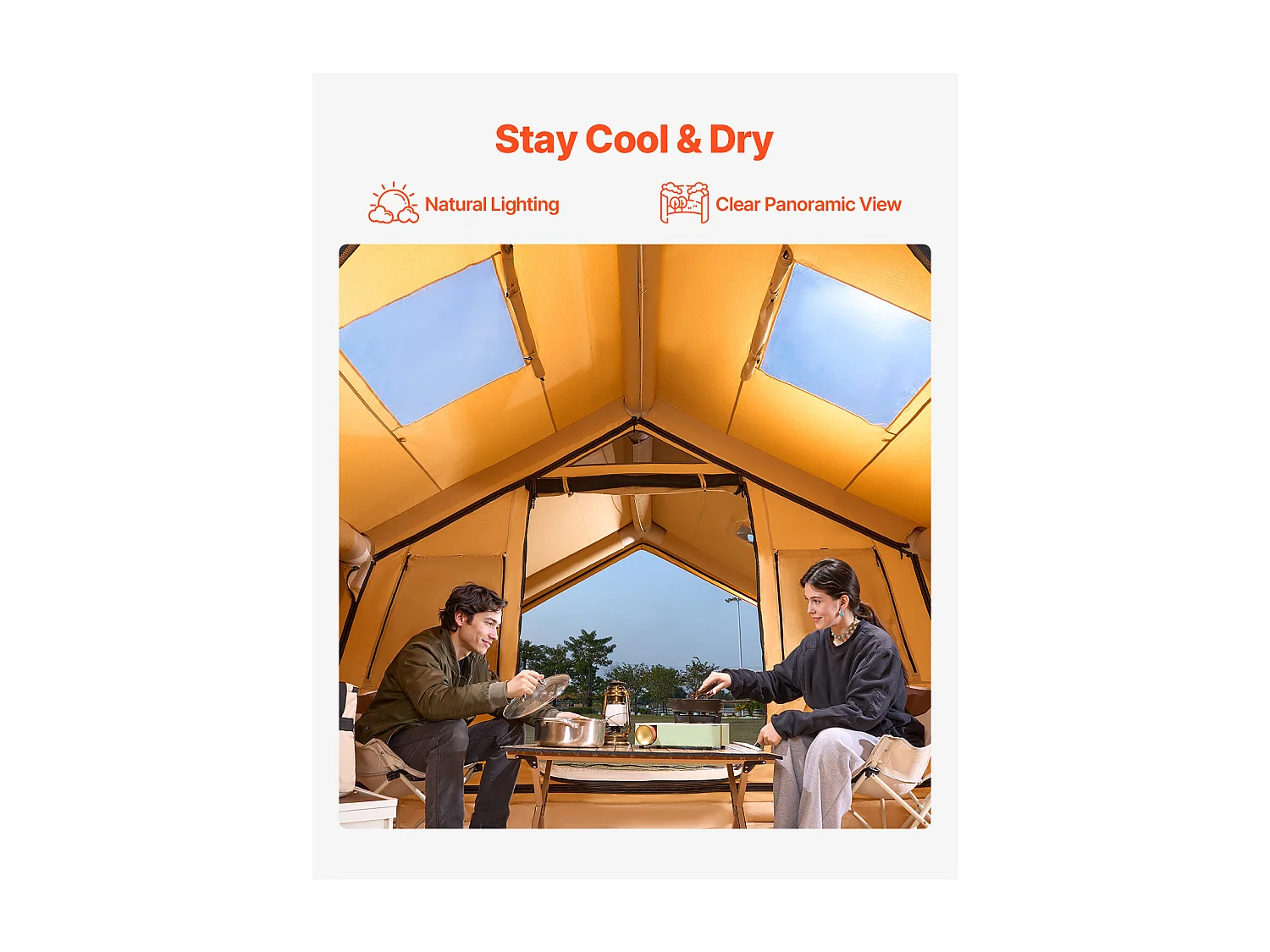 Tonnelle de Jardin / Tente de Camping Gonflable Glamping SucceBuy pour 8 à 12 Personnes avec Pompe