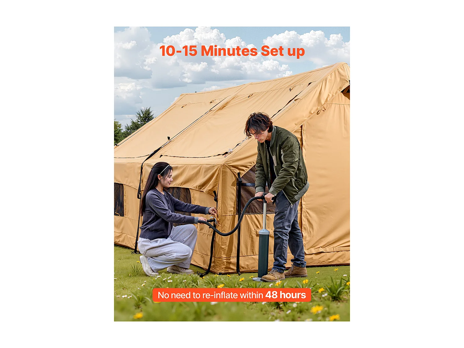 Tonnelle de Jardin / Tente de Camping Gonflable Glamping SucceBuy pour 8 à 12 Personnes avec Pompe