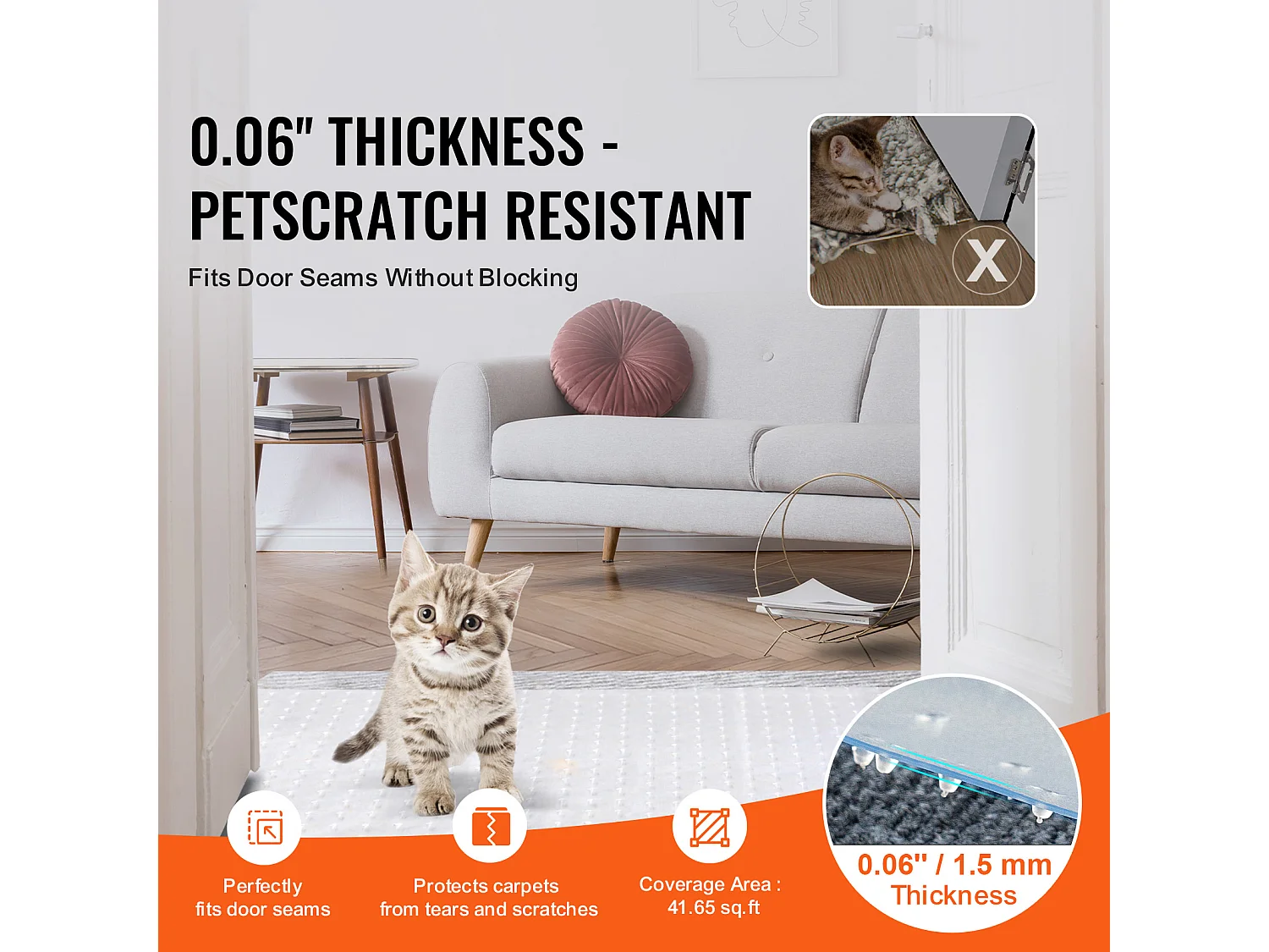 Film de Protection de Tapis, SucceBuy Tapis Protecteur pour Chat 38 cm × 1.10 m PVC Anti-griffes Anti-dérapant