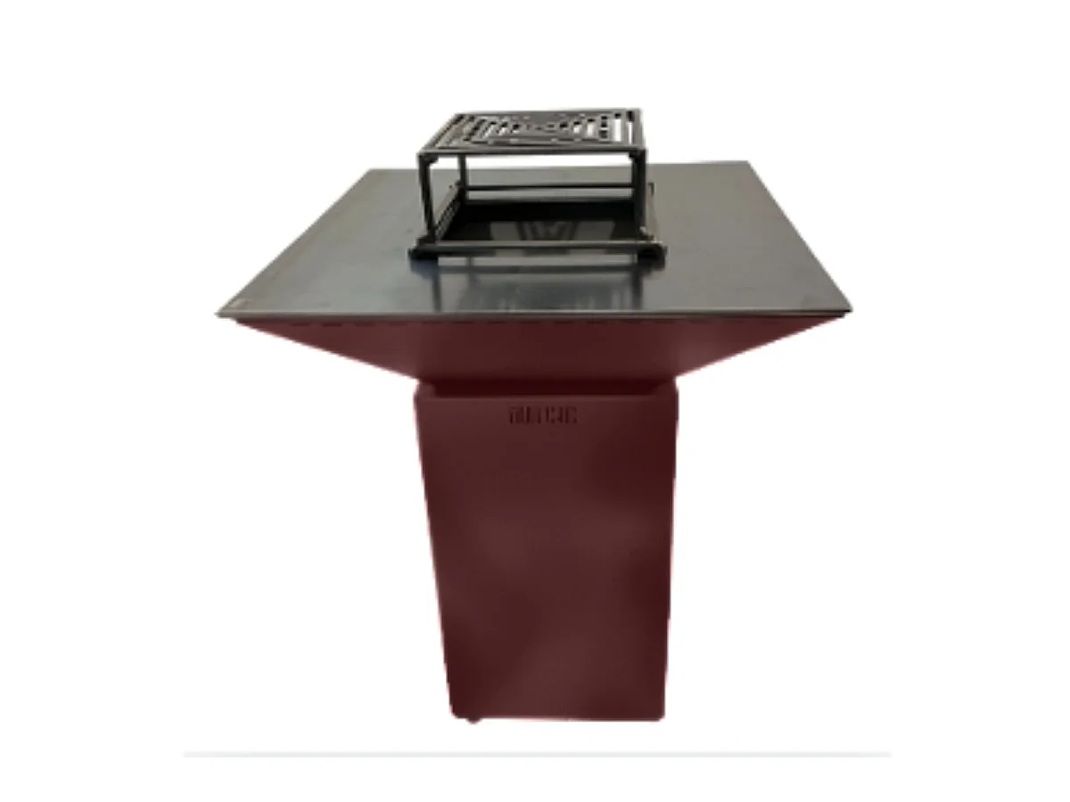 CEVENOL Brasero Plancha Barbecue Double Cuve Acier Thermolaqué - Sans rangement bois - Imitation Corten  - Compact et rustique pour un feu convivial