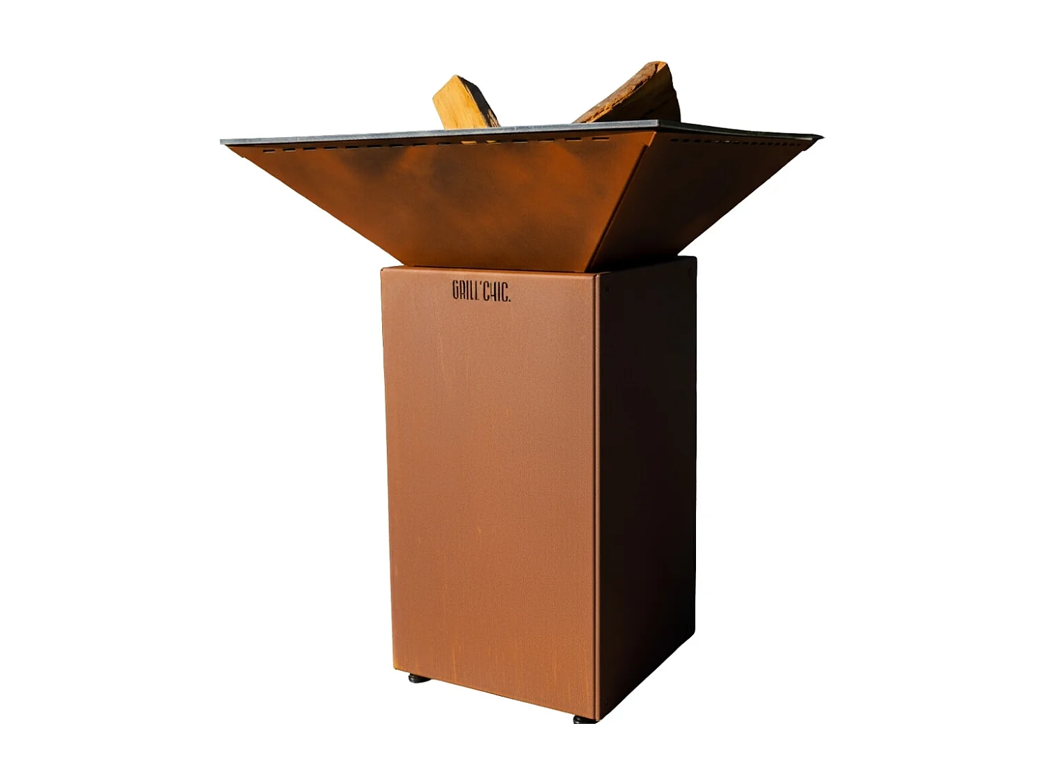 Brasero Cevenol Acier Normal Carre 74 Imitation Corten Double Cuve