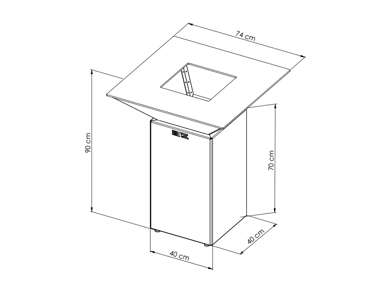 Brasero Cevenol Acier Normal Carre 74 Imitation Corten Double Cuve