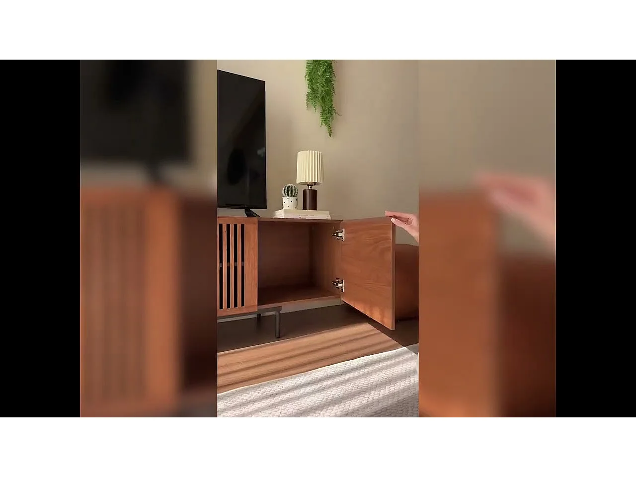 Meuble TV moderne 75", avec grand espace de rangement, console multimédia 240 cm, pour salon et chambre, couleur noyer