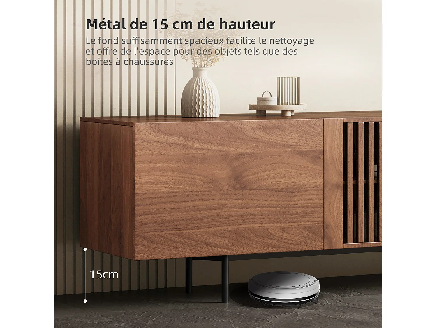 Meuble TV moderne 75", avec grand espace de rangement, console multimédia 240 cm, pour salon et chambre, couleur noyer
