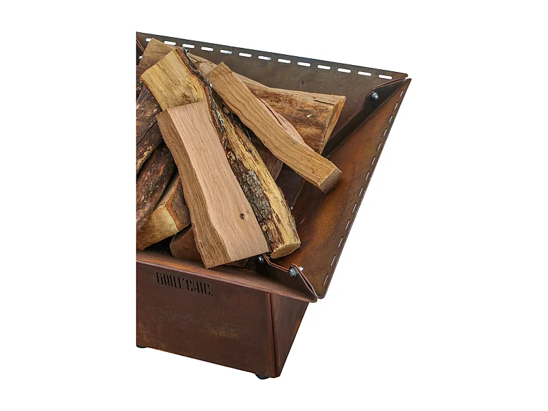 MINI CEVENOL Simple Cuve Corten - Bol à feu S carré sans rangement bois - Compact et pratique pour un usage optimisé en extérieur