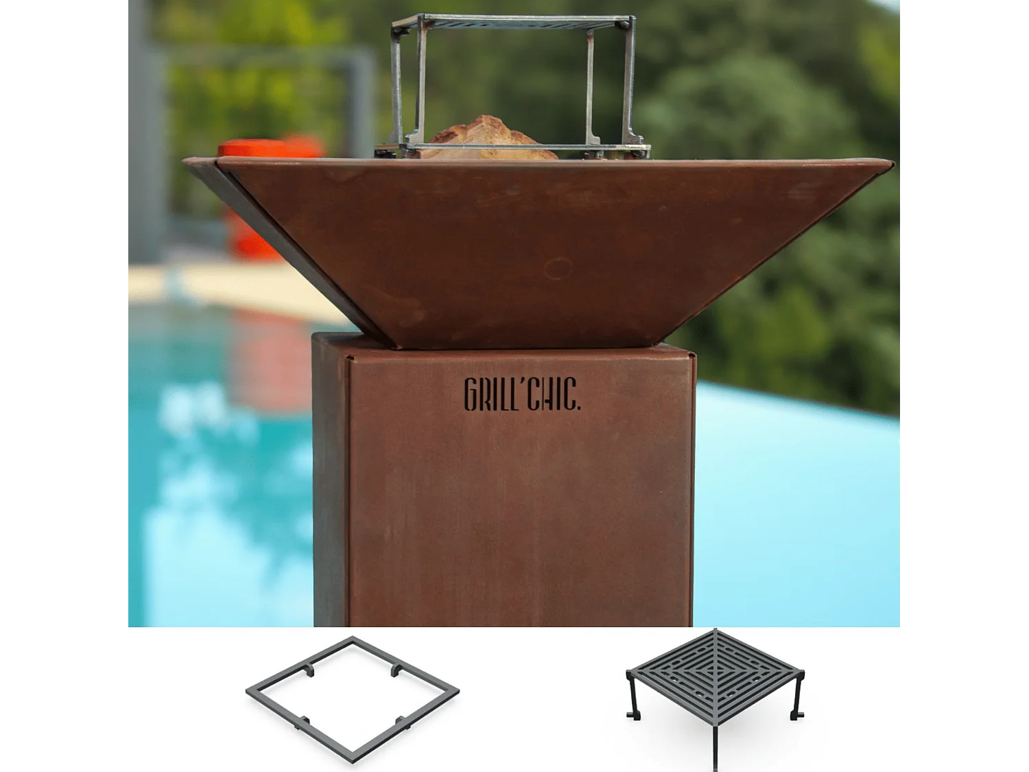 Pack Decouverte Brasero Auvergnat Corten Normal Carre 62 Simple Cuve