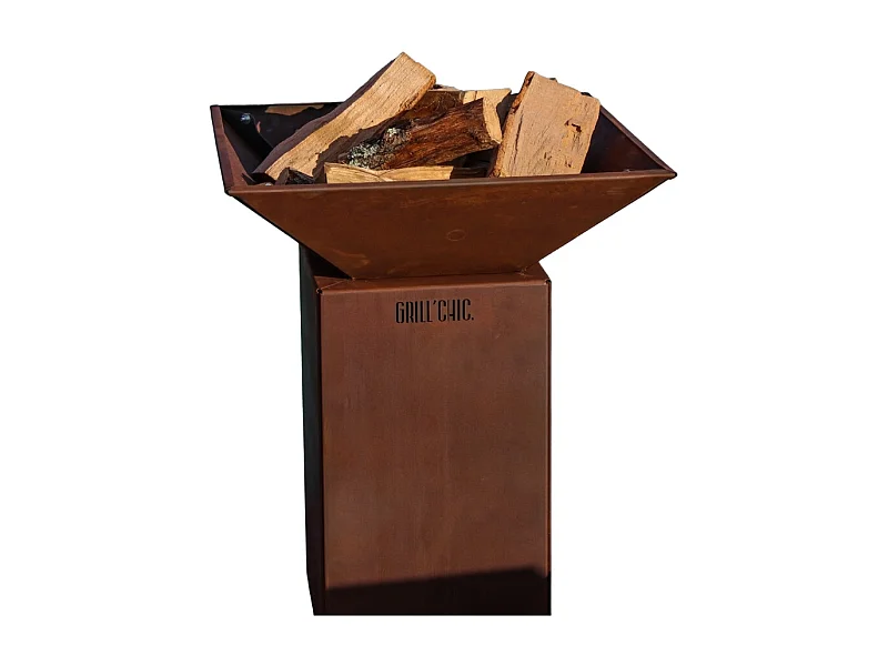 Bol à feu AUVERGNAT Simple Cuve Corten - Carré - Sans rangement bois - Élégant et épuré pour une touche authentique dans votre jardin