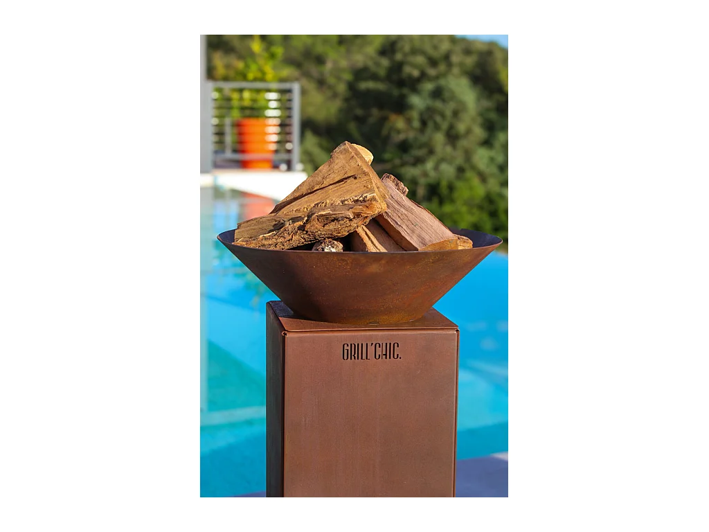 AUVERGNAT Simple Cuve Corten - Bol à feu rond - Sans rangement bois - Parfait pour une atmosphère chaleureuse et minimaliste