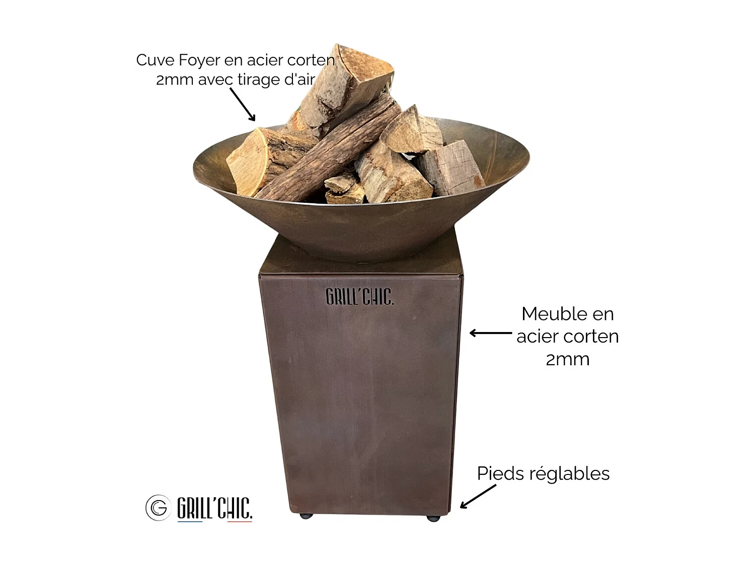 Bol A Feu Auvergnat Corten Normal Rond 62 Simple Cuve