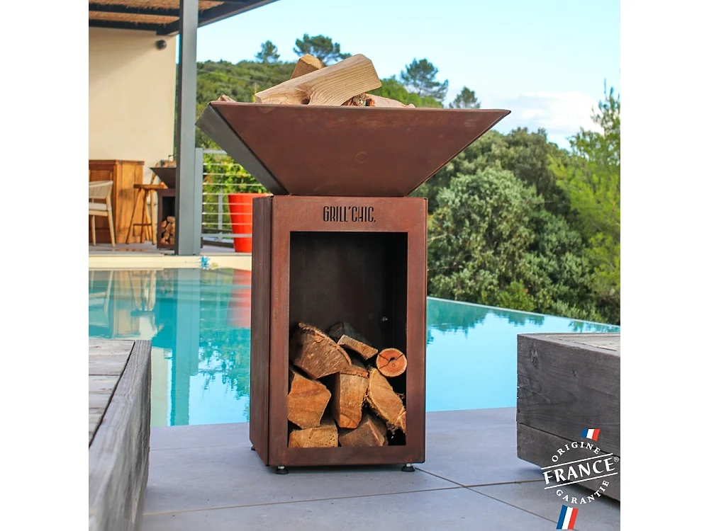 Bol A Feu Auvergnat Corten Bois Carre 62 Simple Cuve