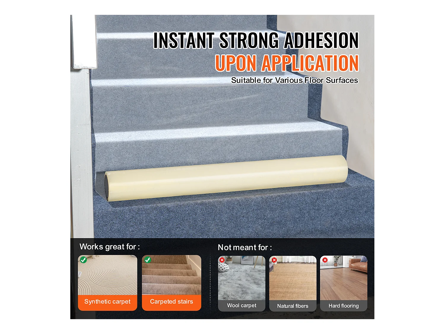 Film de Protection de Tapis, SucceBuy 61 cm × 60.96 m Film de Protection de Tapis Auto-adhésif, PE Mat Shield