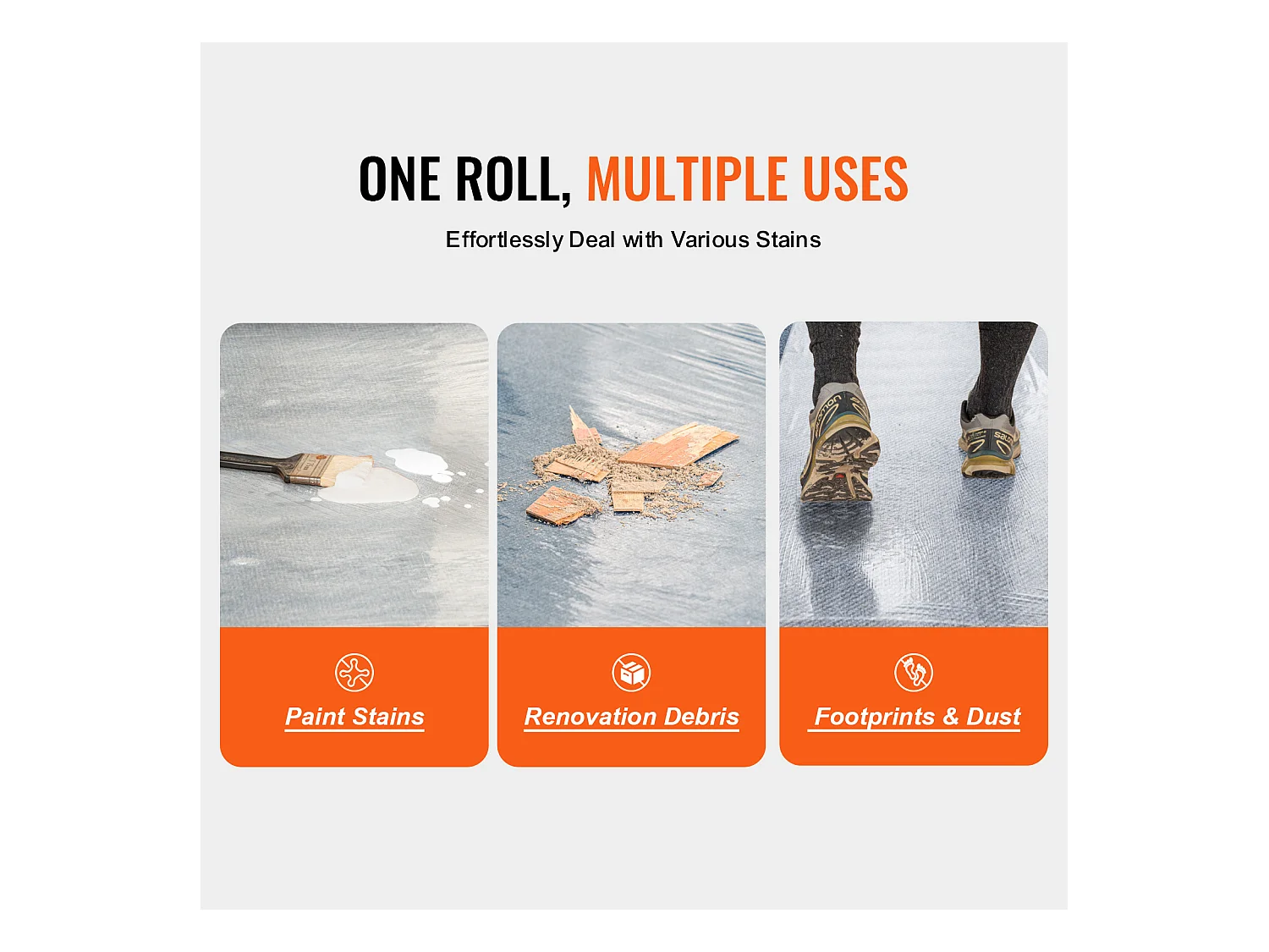 Film de Protection de Tapis, SucceBuy 61 cm × 60.96 m Film de Protection de Tapis Auto-adhésif, PE Mat Shield