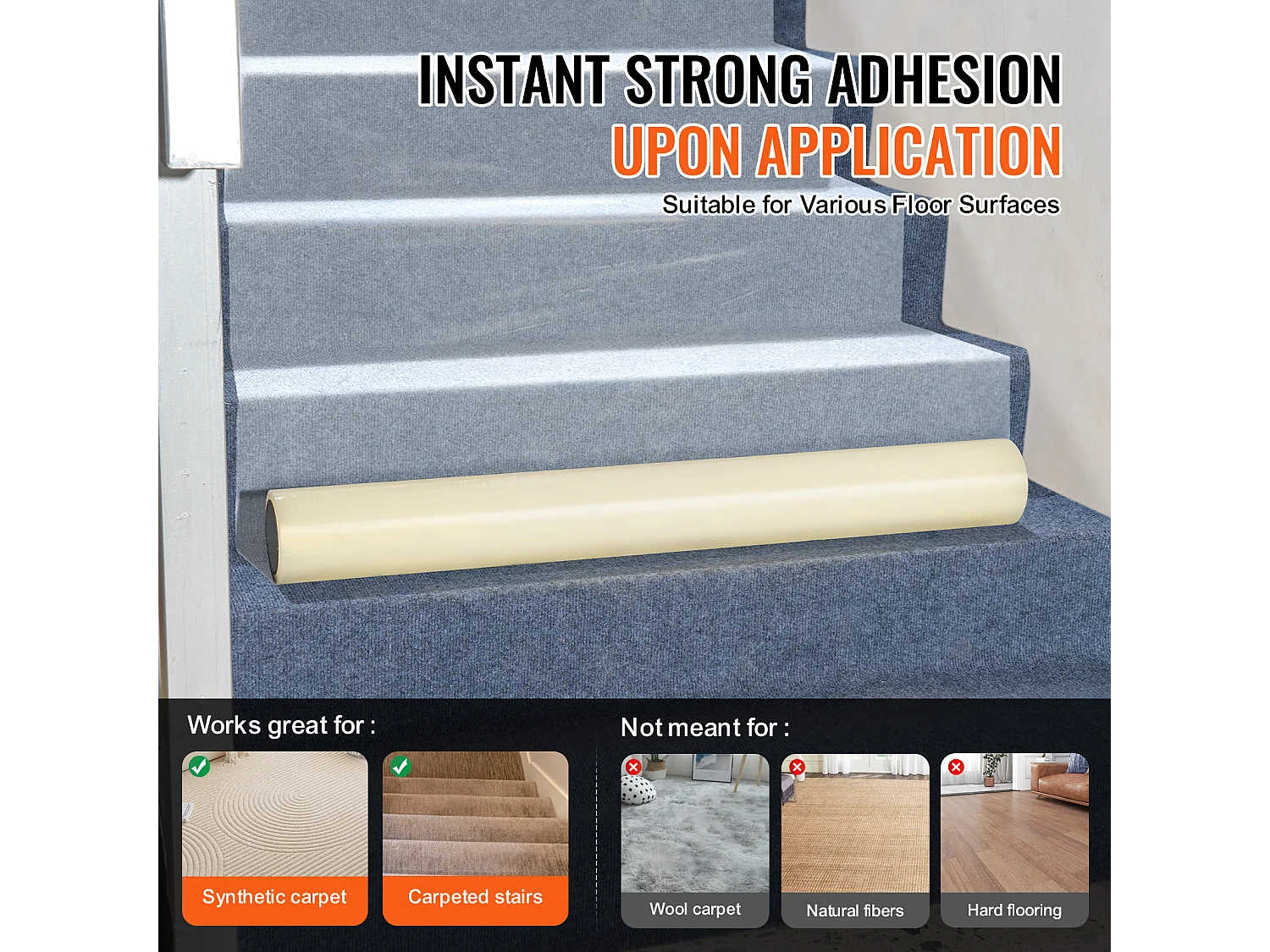 Film de Protection de Tapis, SucceBuy 61 cm × 60.96 m Film de Protection de Tapis Auto-adhésif, PE Mat Shield