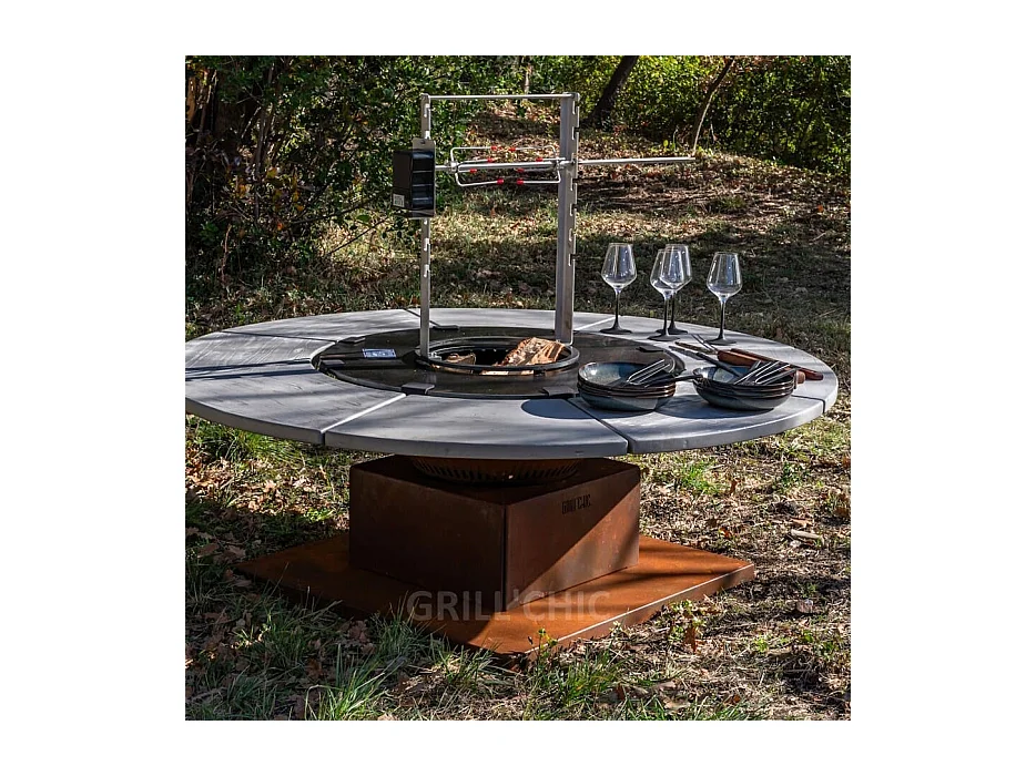 FESTIF POOL Double Cuve Corten - Brasero 103 cm - Design moderne pour un chauffage efficace en extérieur