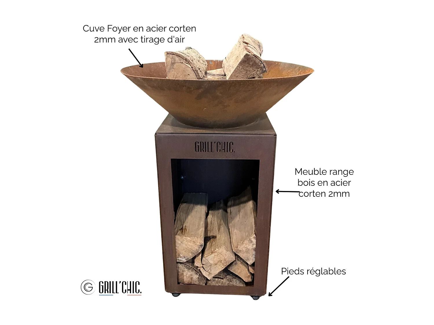 Bol A Feu Auvergnat Corten Bois Rond 62 Simple Cuve