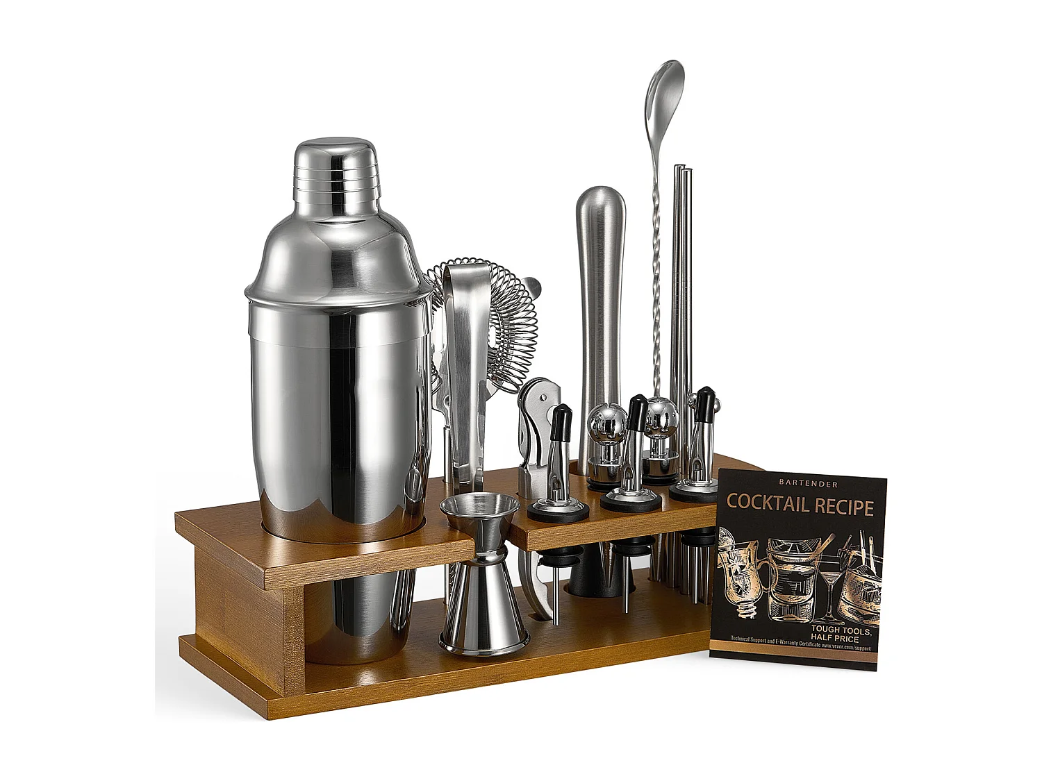 Cocktail SucceBuy Set Barman Kit Shaker da Cocktail in Acciaio Inox 18 Pezzi Argento