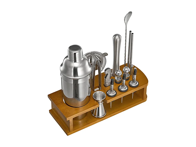 Cocktail SucceBuy Set Barman Kit Shaker da Cocktail in Acciaio Inox 18 Pezzi Argento