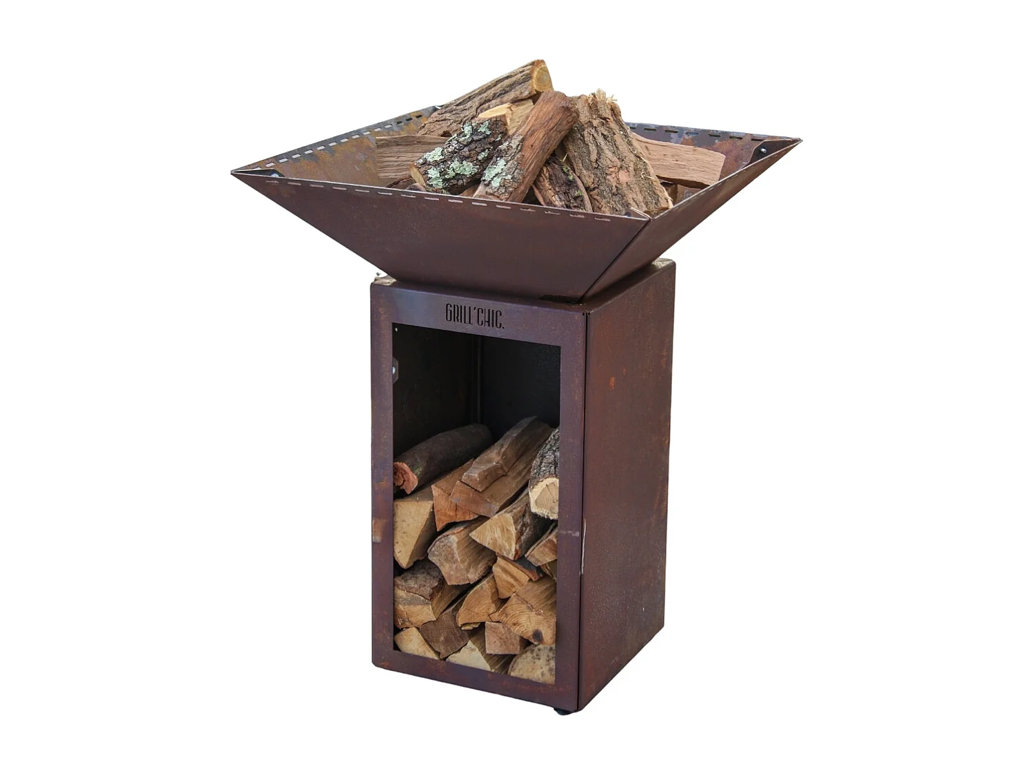 Bol A Feu Cevenol Corten Bois Carre 74 Simple Cuve