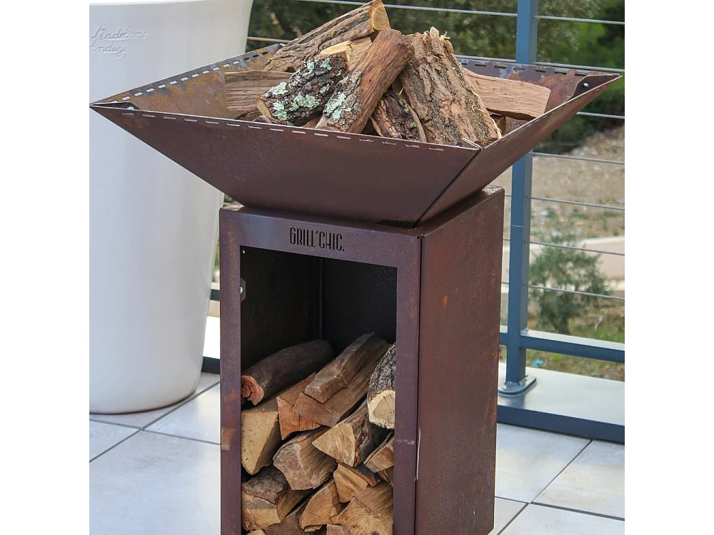 Bol A Feu Cevenol Corten Bois Carre 74 Simple Cuve