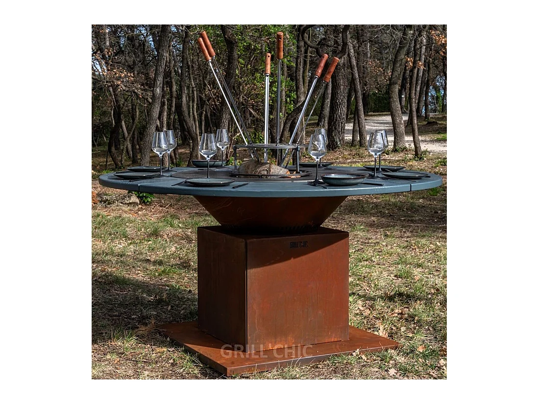 FESTIF Double Cuve Corten - Brasero 133 x 90 cm - Généreux et pratique pour un extérieur accueillant