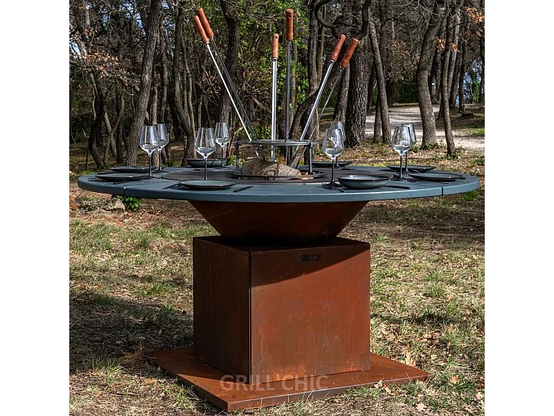 FESTIF Double Cuve Corten - Brasero 133 x 90 cm - Généreux et pratique pour un extérieur accueillant