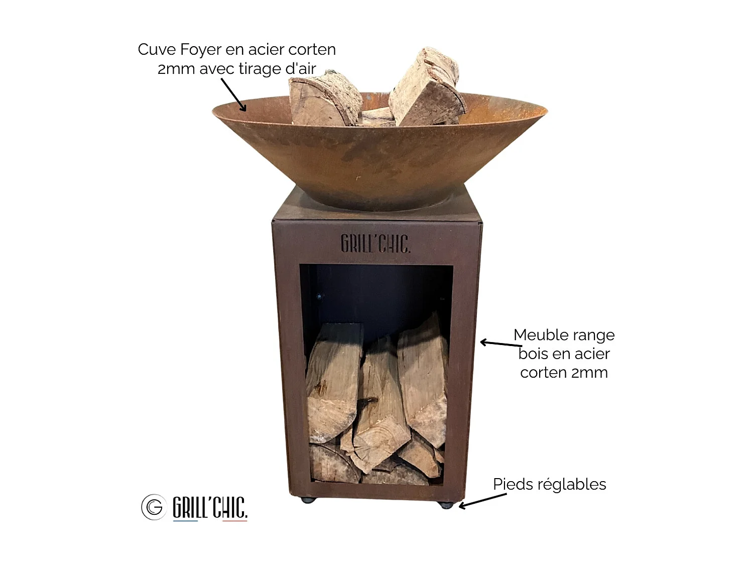 Bol A Feu Cevenol Corten Bois Rond 74 Simple Cuve