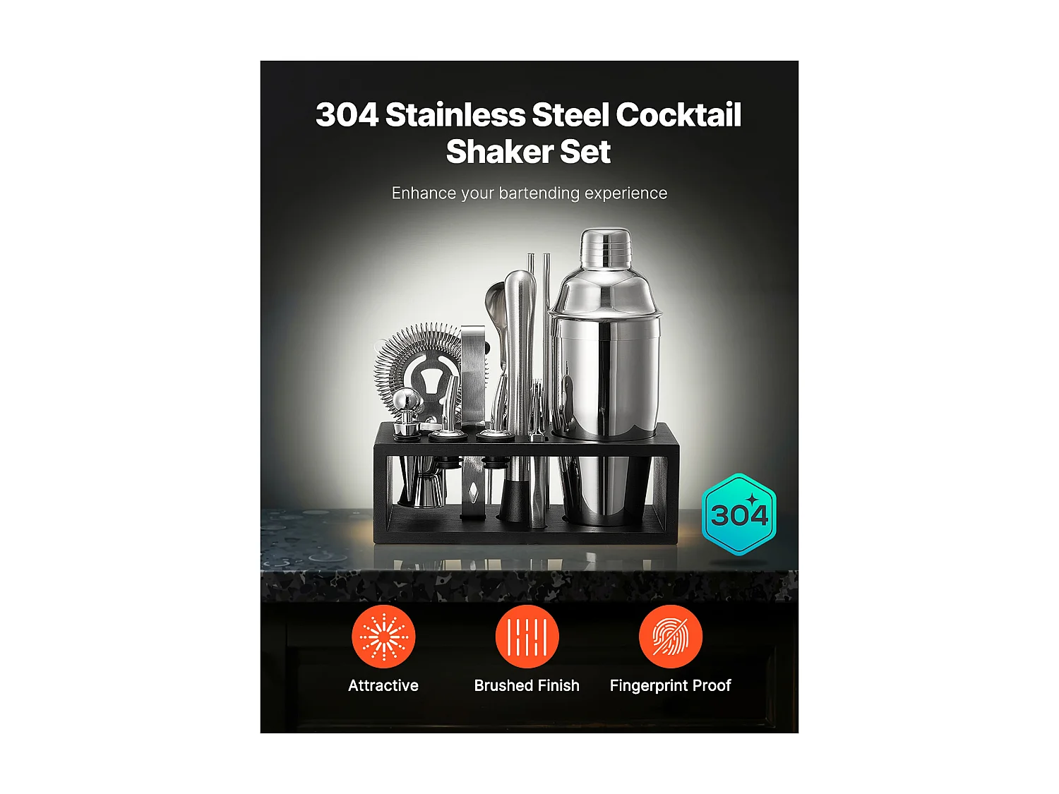 Cocktail SucceBuy Kit Barman Ensemble shaker à Cocktail kit Barman en Acier Inoxydable 13 Pièces Argent