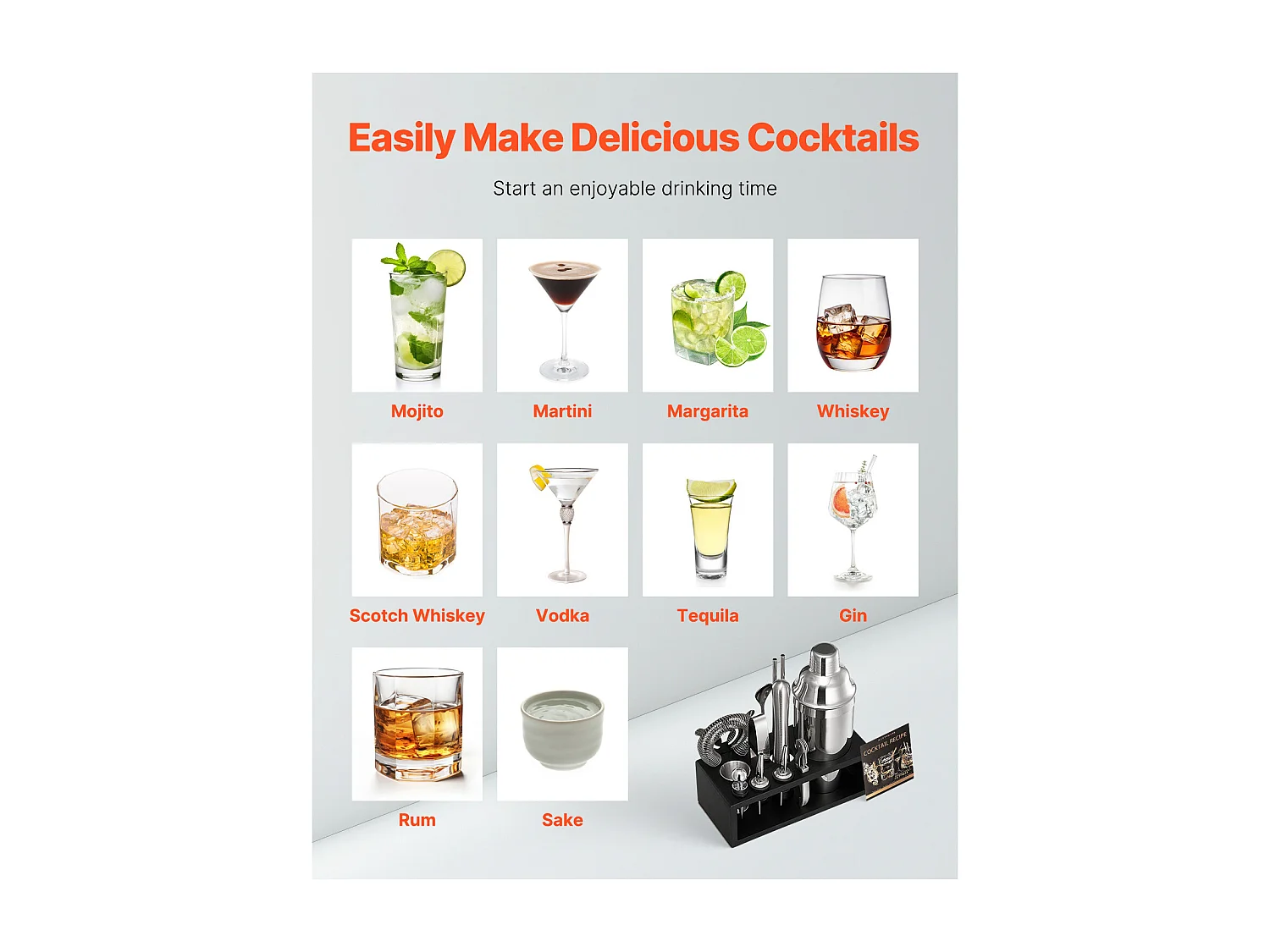 Cocktail SucceBuy Kit Barman Ensemble shaker à Cocktail kit Barman en Acier Inoxydable 13 Pièces Argent