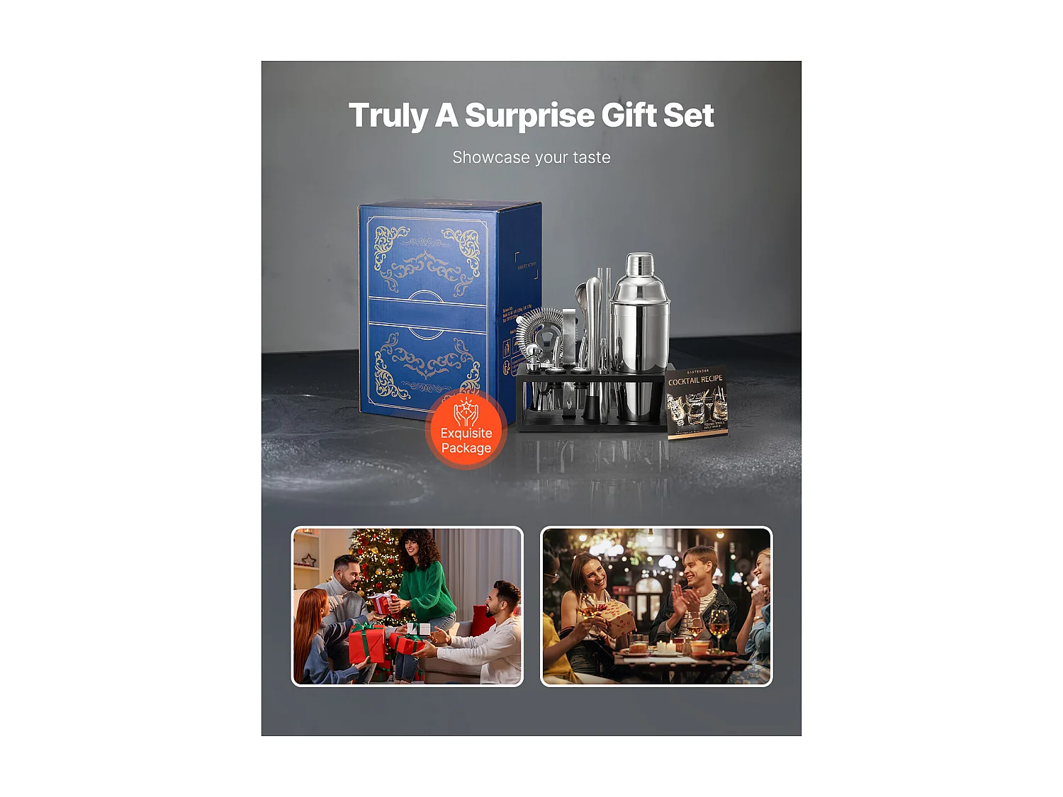 Cocktail SucceBuy Kit Barman Ensemble shaker à Cocktail kit Barman en Acier Inoxydable 13 Pièces Argent