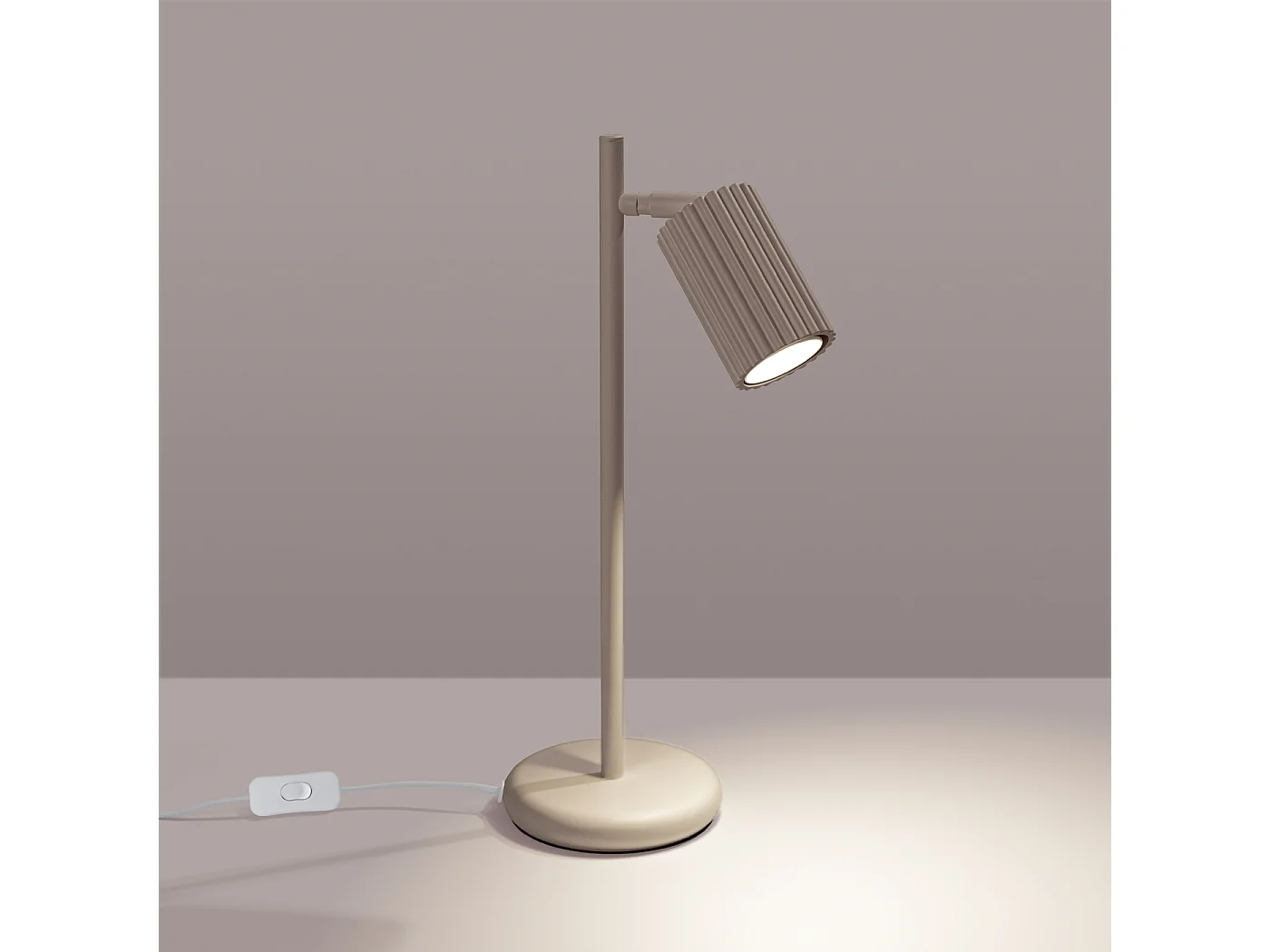 Lampe De Bureau Karbon Minimaliste En Aluminium - 1 Sources Lumineuses - L.14,5 X H.43 Cm - Taupe