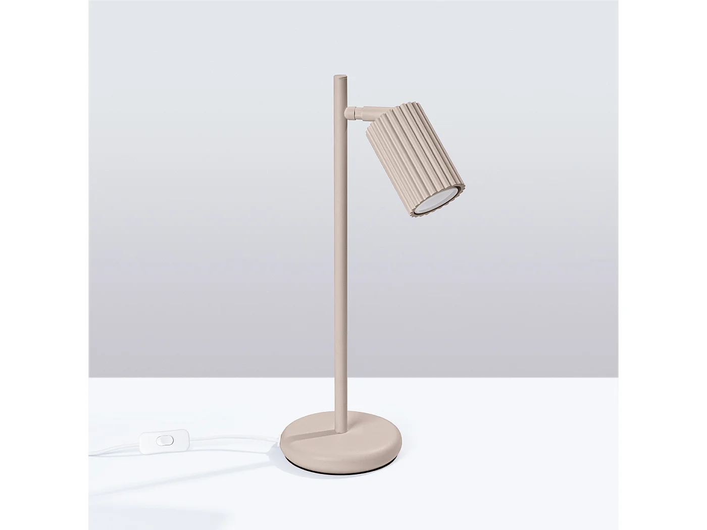 Lampe De Bureau Karbon Minimaliste En Aluminium - 1 Sources Lumineuses - L.14,5 X H.43 Cm - Taupe