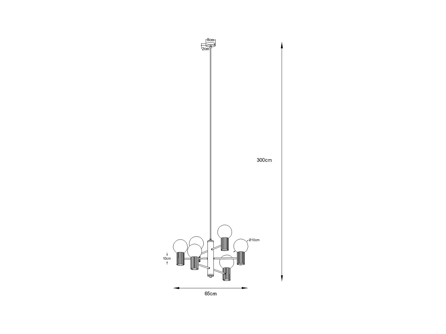 Lustre Halo Moderne En Aluminium - 6 Sources Lumineuses - L.64 X H.230 Cm - Ocre Rouge