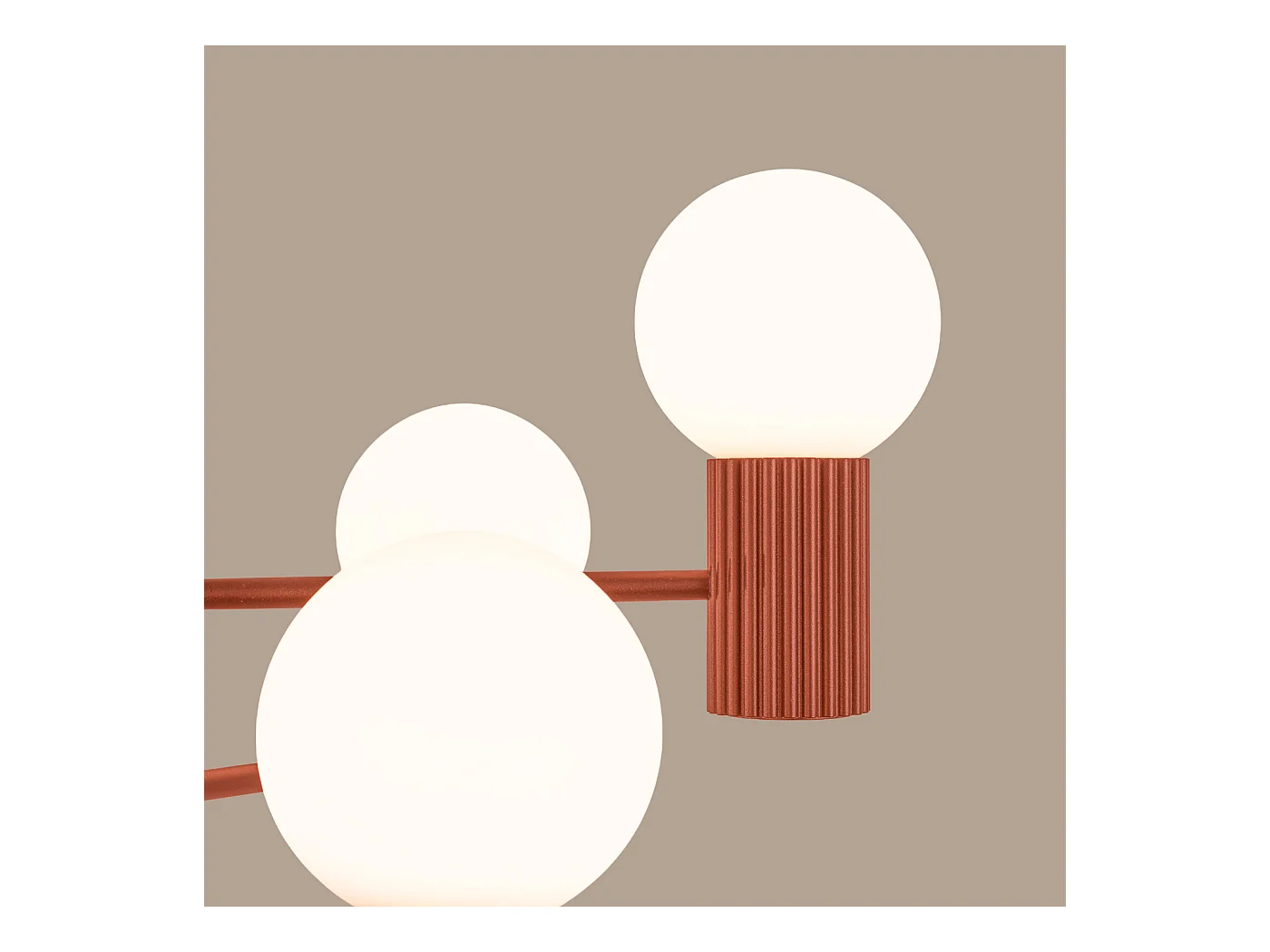 Lustre Halo Moderne En Aluminium - 6 Sources Lumineuses - L.64 X H.230 Cm - Ocre Rouge