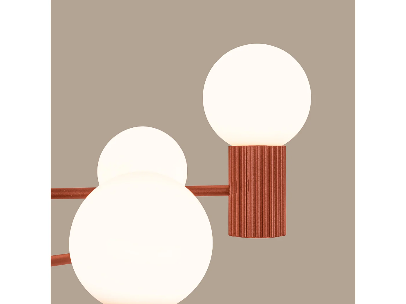 Lustre Halo Moderne En Aluminium - 6 Sources Lumineuses - L.64 X H.230 Cm - Ocre Rouge
