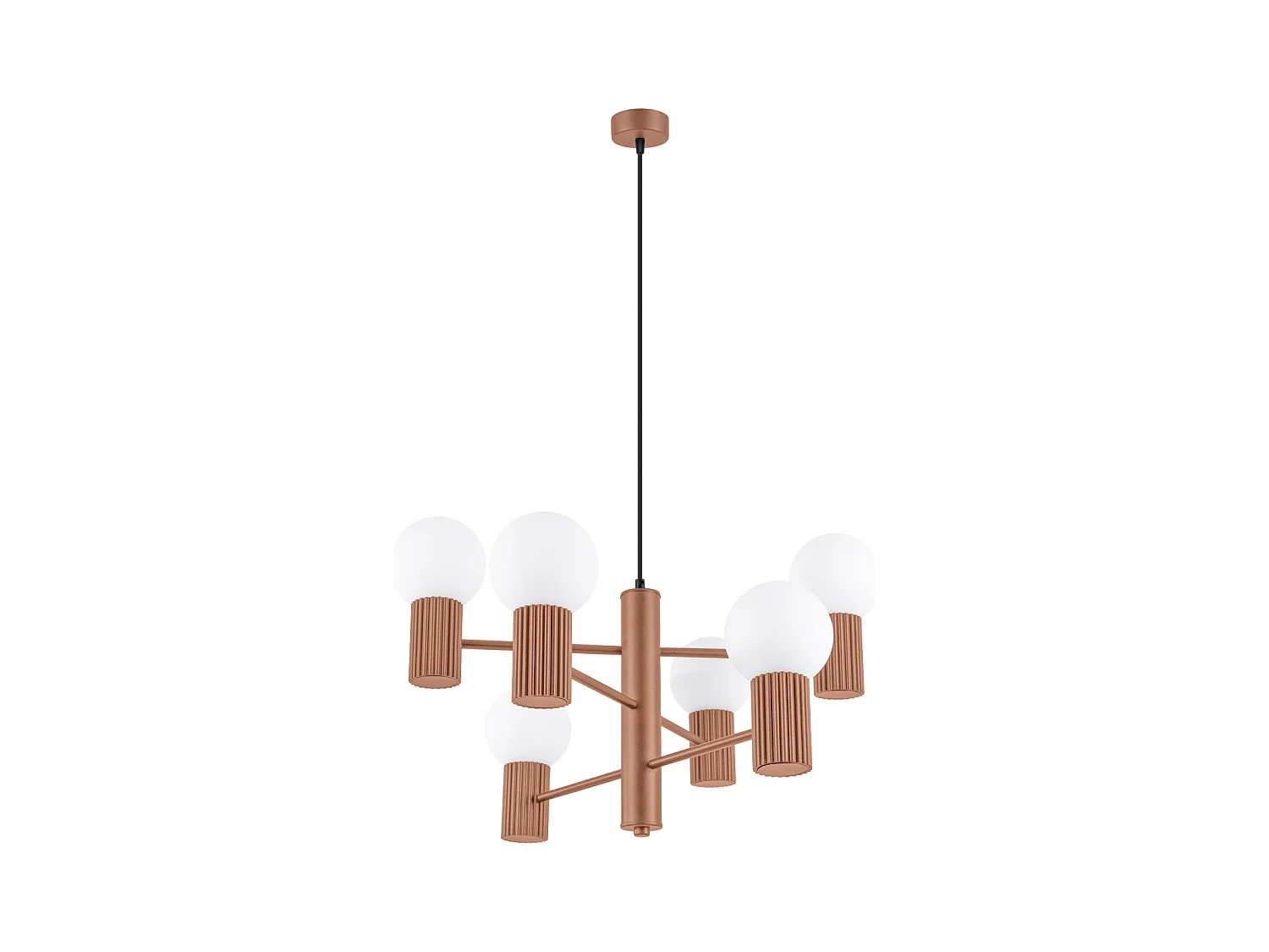 Lustre Halo Moderne En Aluminium - 6 Sources Lumineuses - L.64 X H.230 Cm - Moka