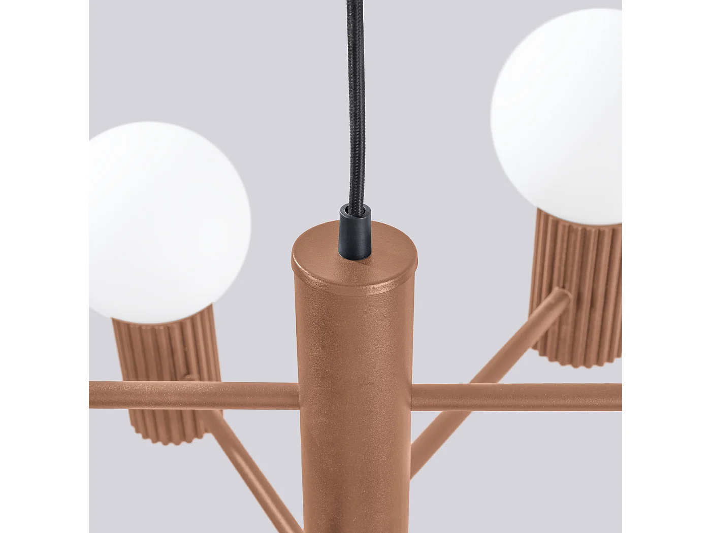 Lustre Halo Moderne En Aluminium - 6 Sources Lumineuses - L.64 X H.230 Cm - Moka