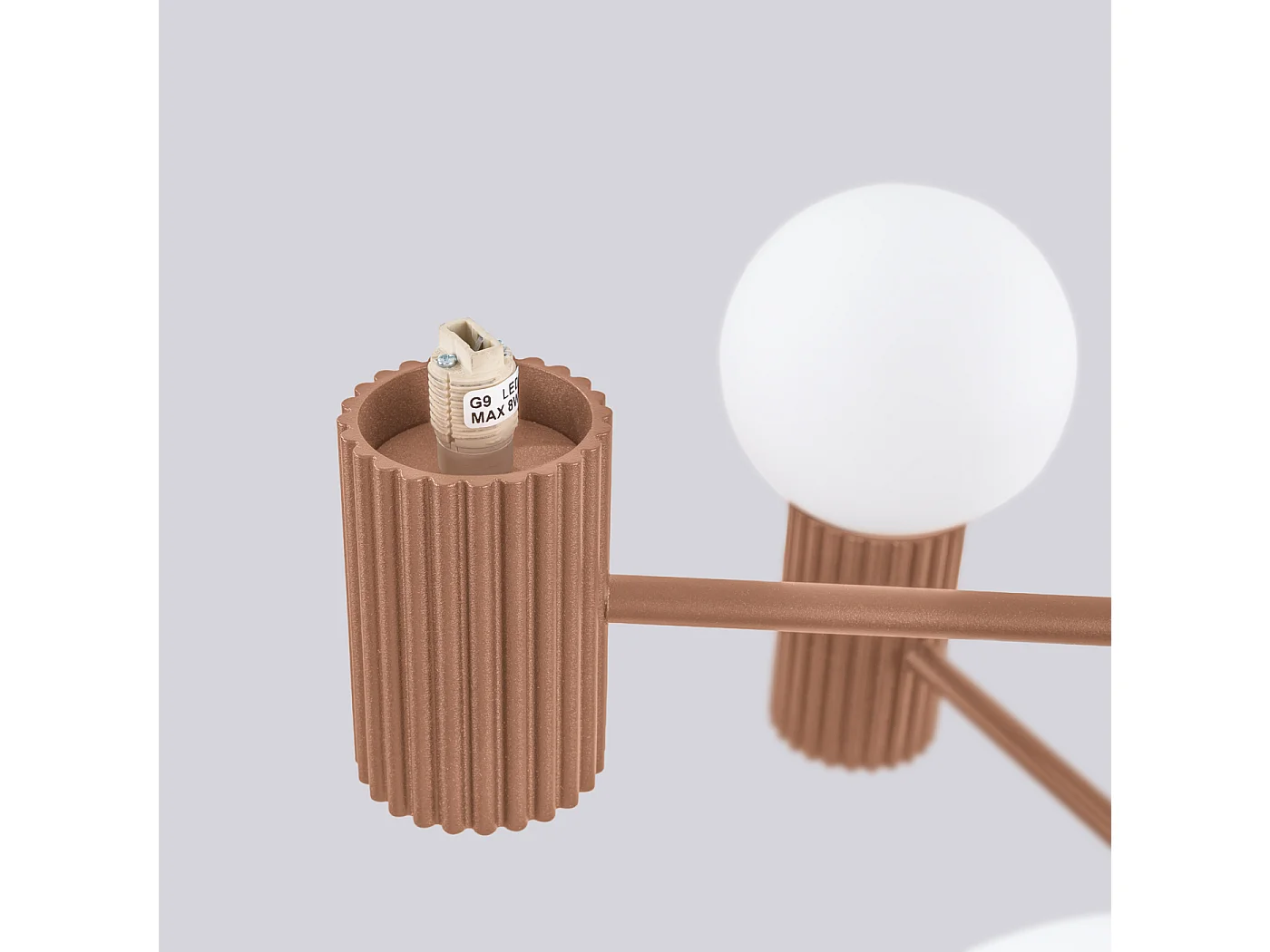 Lustre Halo Moderne En Aluminium - 6 Sources Lumineuses - L.64 X H.230 Cm - Moka