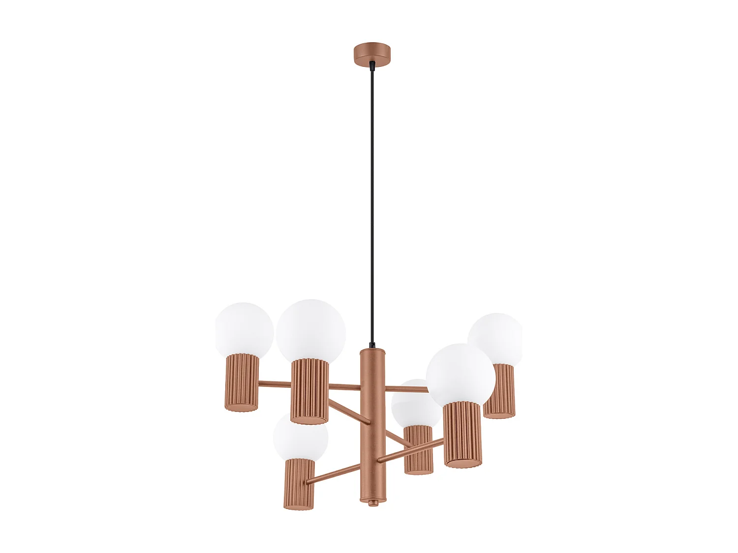 Lustre Halo Moderne En Aluminium - 6 Sources Lumineuses - L.64 X H.230 Cm - Moka