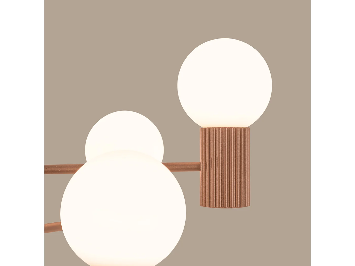 Lustre Halo Moderne En Aluminium - 6 Sources Lumineuses - L.64 X H.230 Cm - Moka