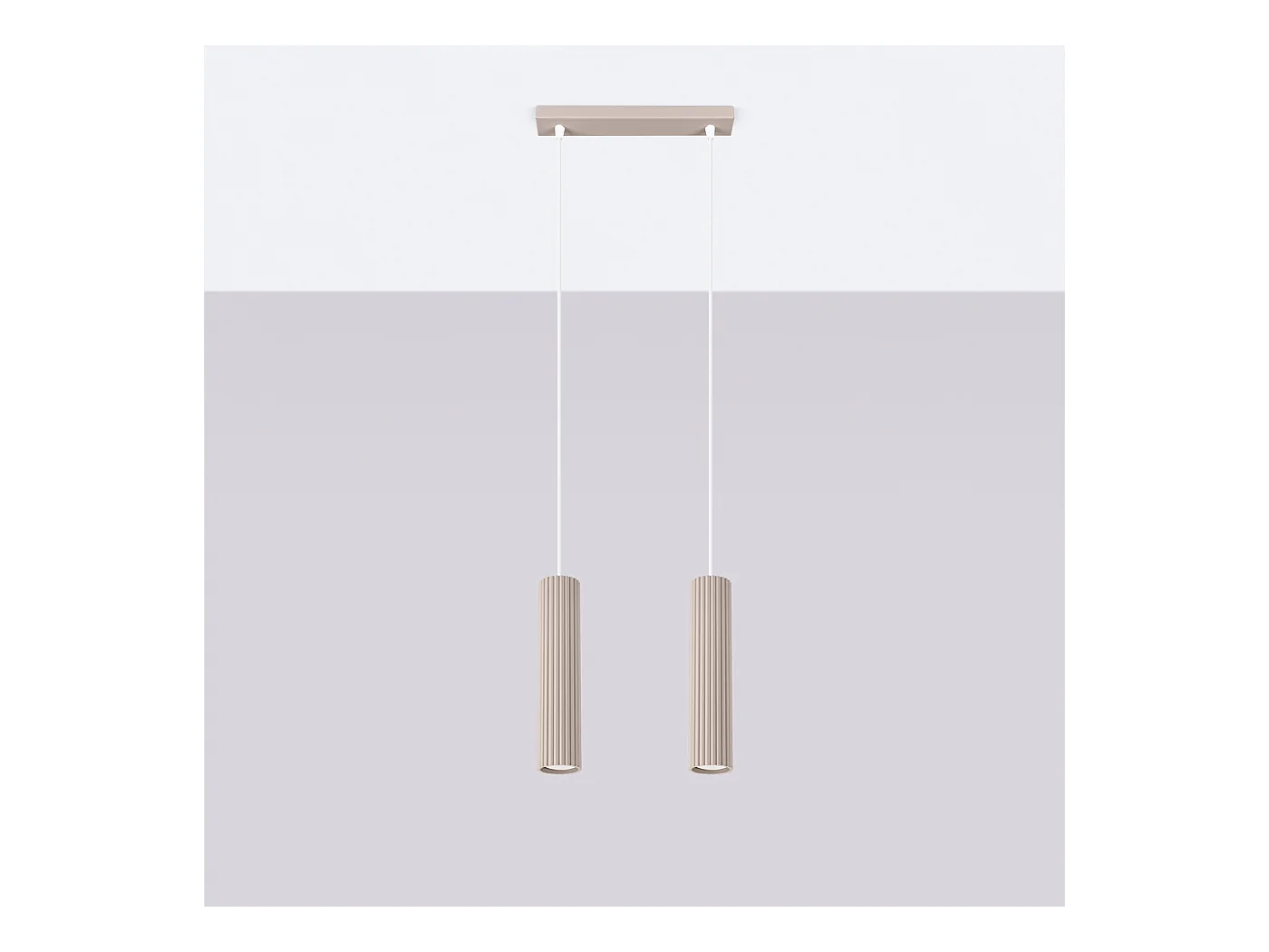 Lampada A Sospensione Karbon Minimalist Di Alluminio - 2 Sorgenti Luminose - L.30 X A.90 Cm - Talpa