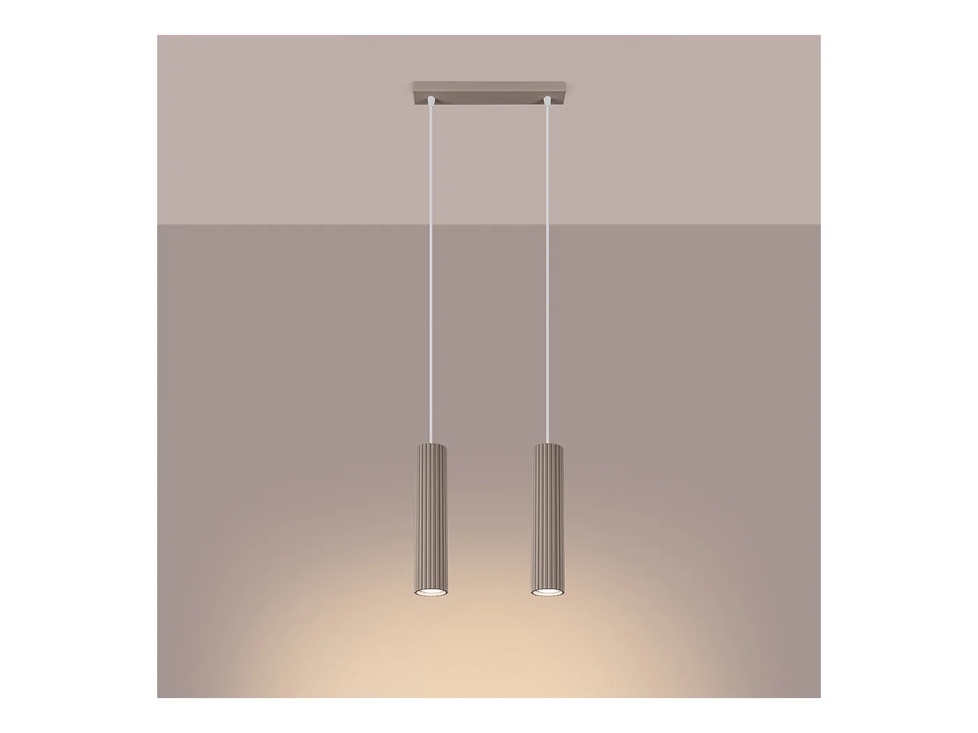 Lampada A Sospensione Karbon Minimalist Di Alluminio - 2 Sorgenti Luminose - L.30 X A.90 Cm - Talpa