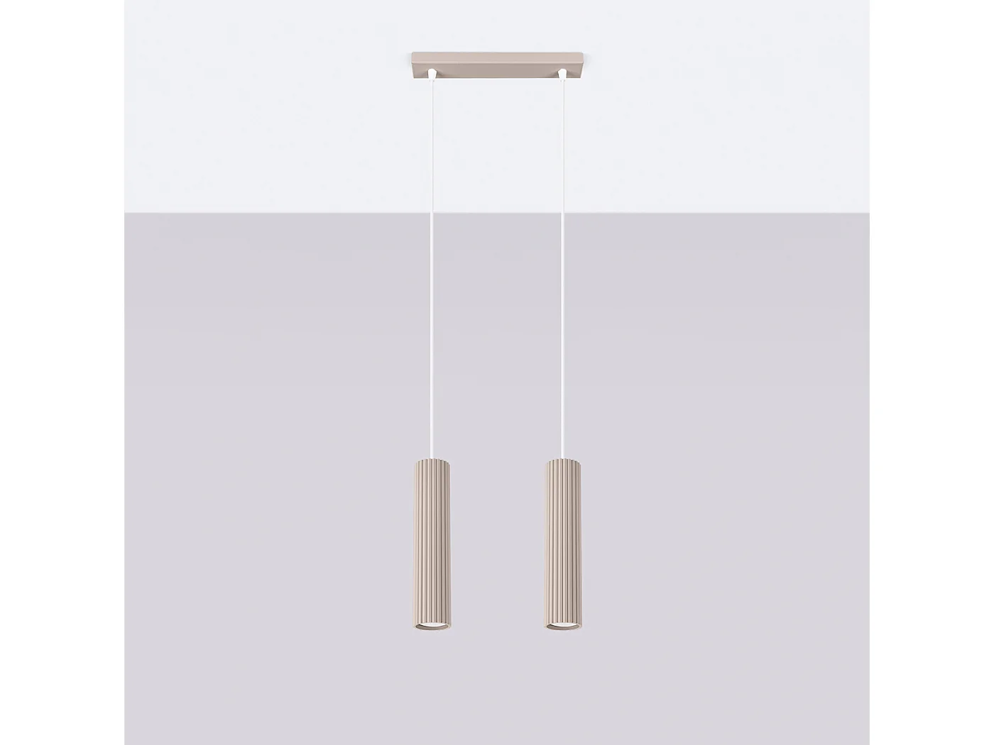 Lampa Wisząca Minimalistyczny Karbon, Aluminium - 2 Źródło - L.30 X H.90 Cm - Taupe