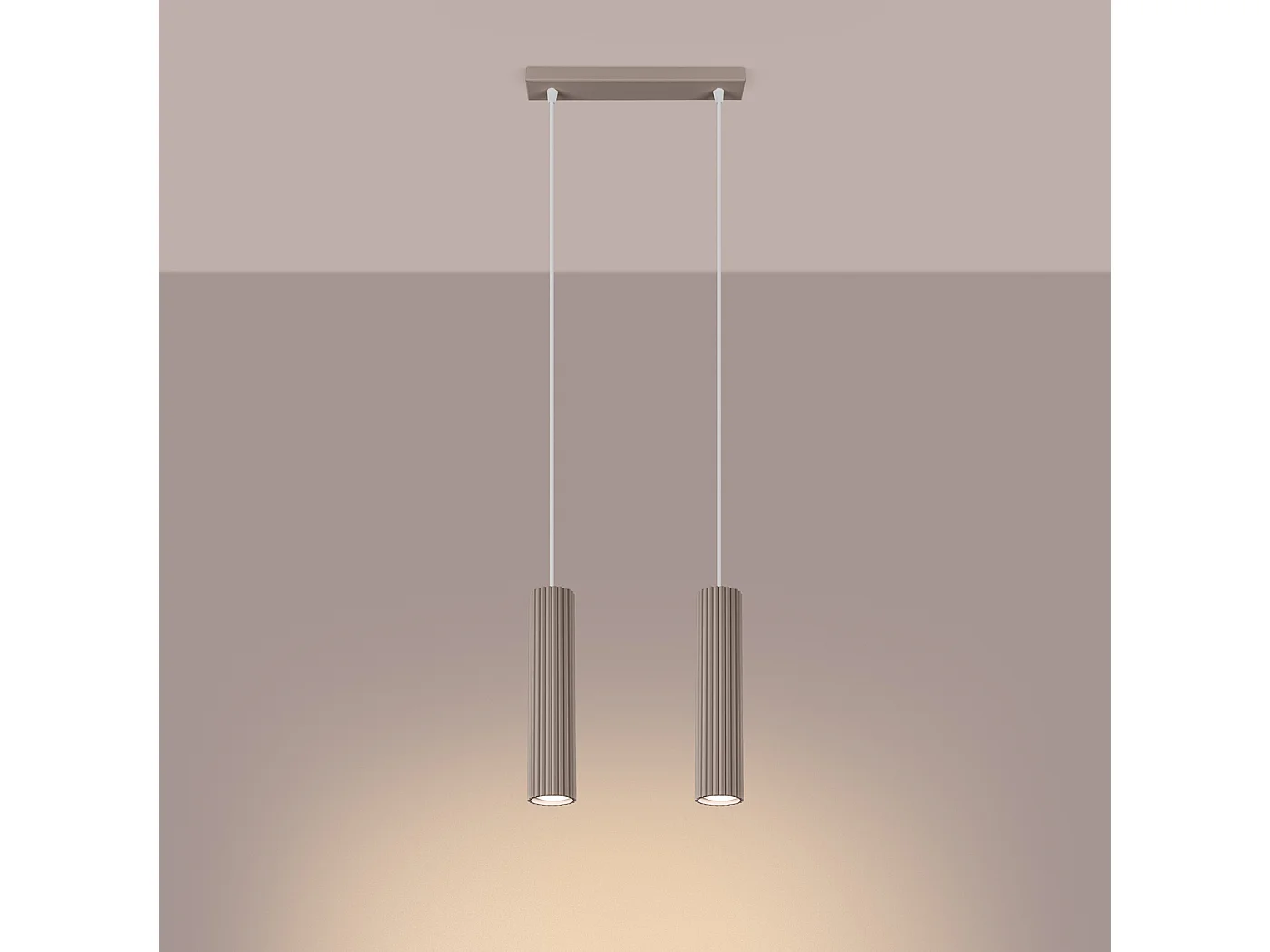 Lampa Wisząca Minimalistyczny Karbon, Aluminium - 2 Źródło - L.30 X H.90 Cm - Taupe