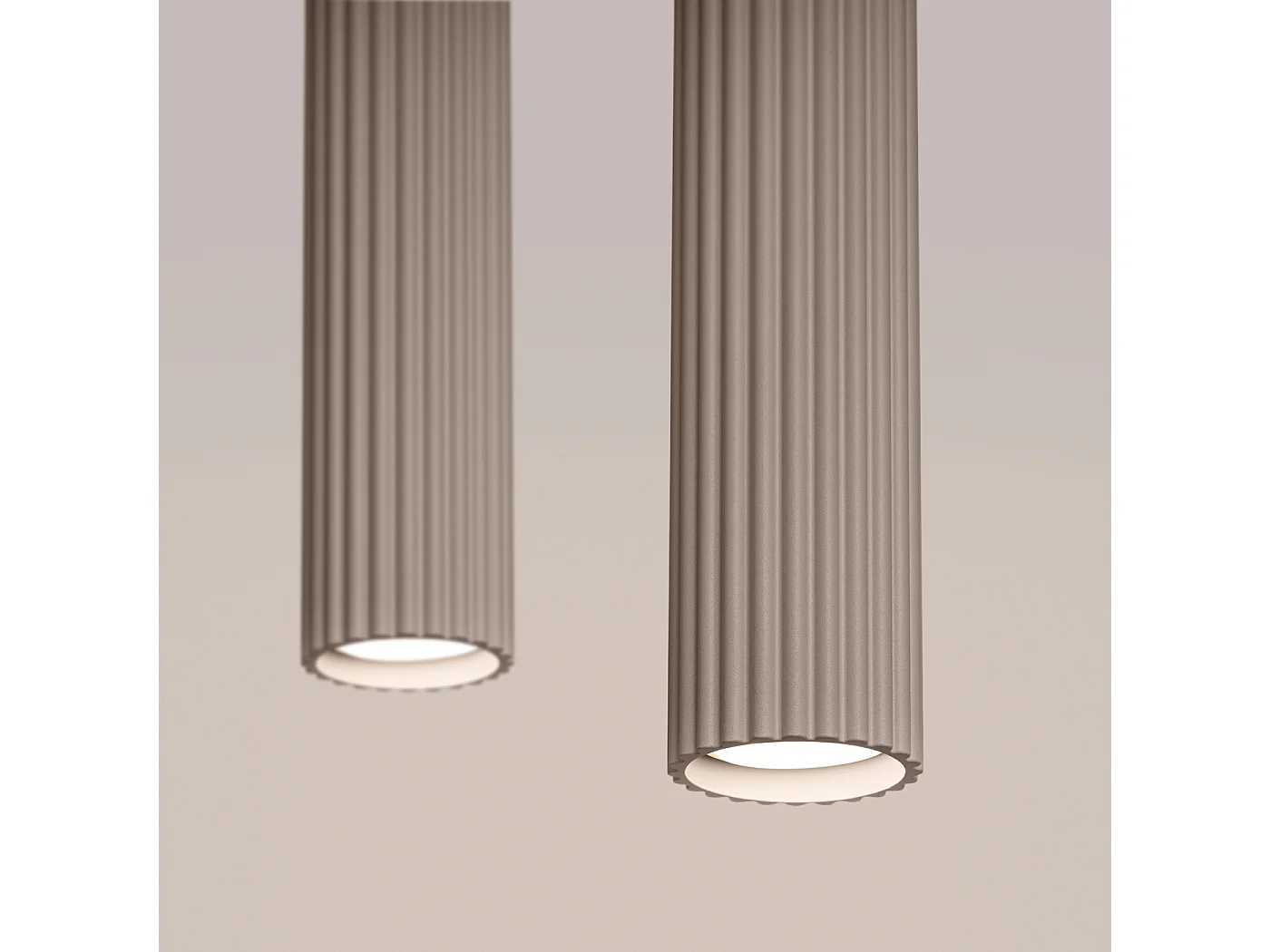 Lampa Wisząca Minimalistyczny Karbon, Aluminium - 2 Źródło - L.30 X H.90 Cm - Taupe