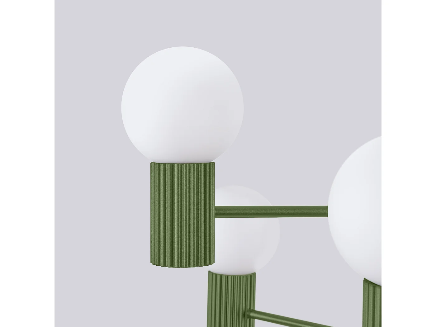 Lustre Halo Moderne En Aluminium - 6 Sources Lumineuses - L.64 X H.230 Cm - Vert Olive