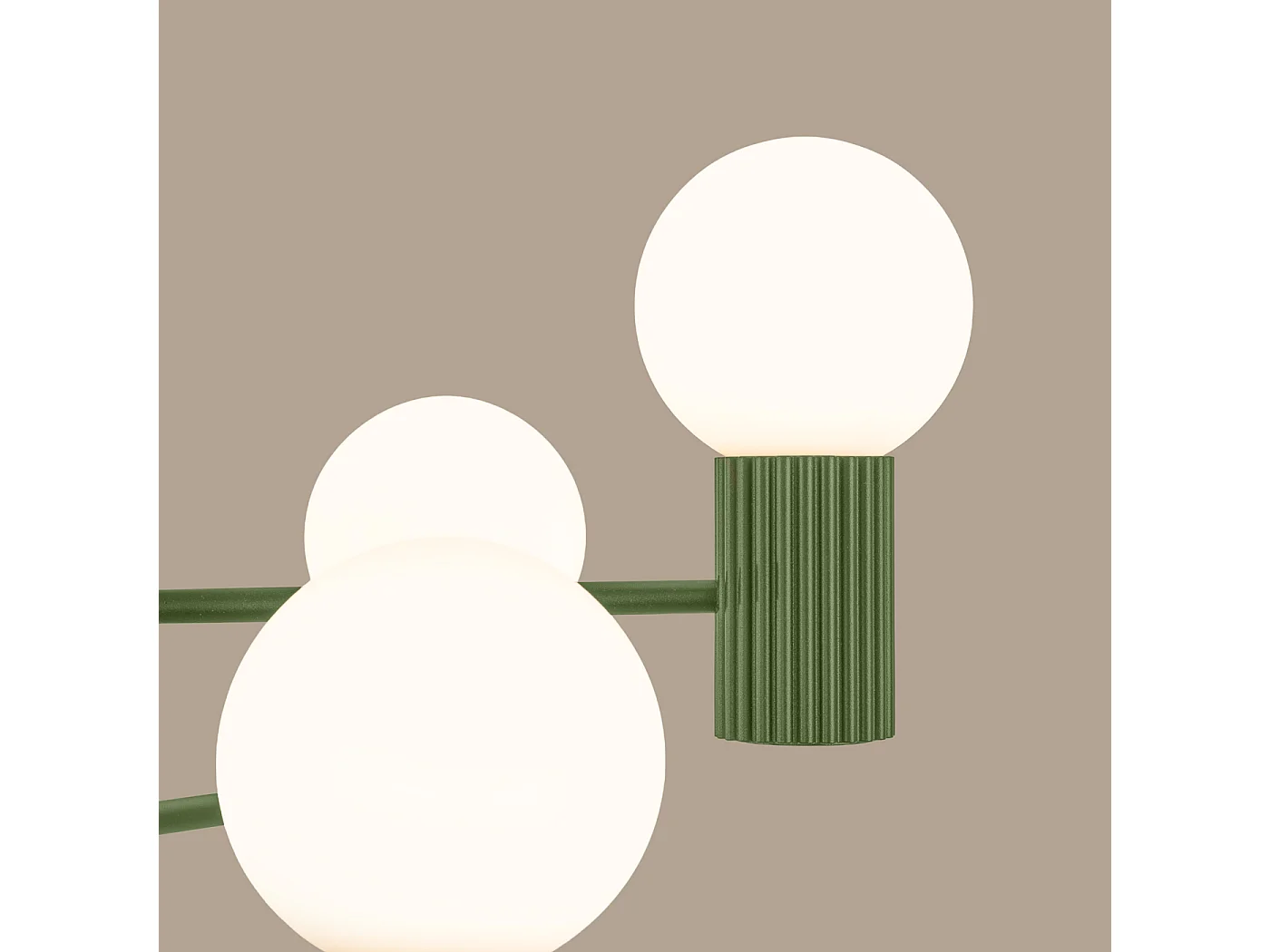 Lustre Halo Moderne En Aluminium - 6 Sources Lumineuses - L.64 X H.230 Cm - Vert Olive