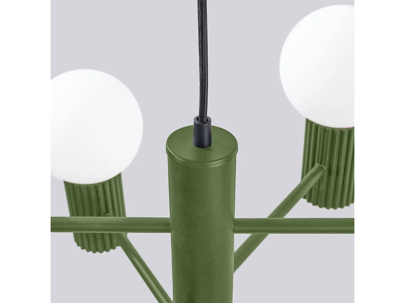 Lustre Halo Moderne En Aluminium - 6 Sources Lumineuses - L.64 X H.230 Cm - Vert Olive