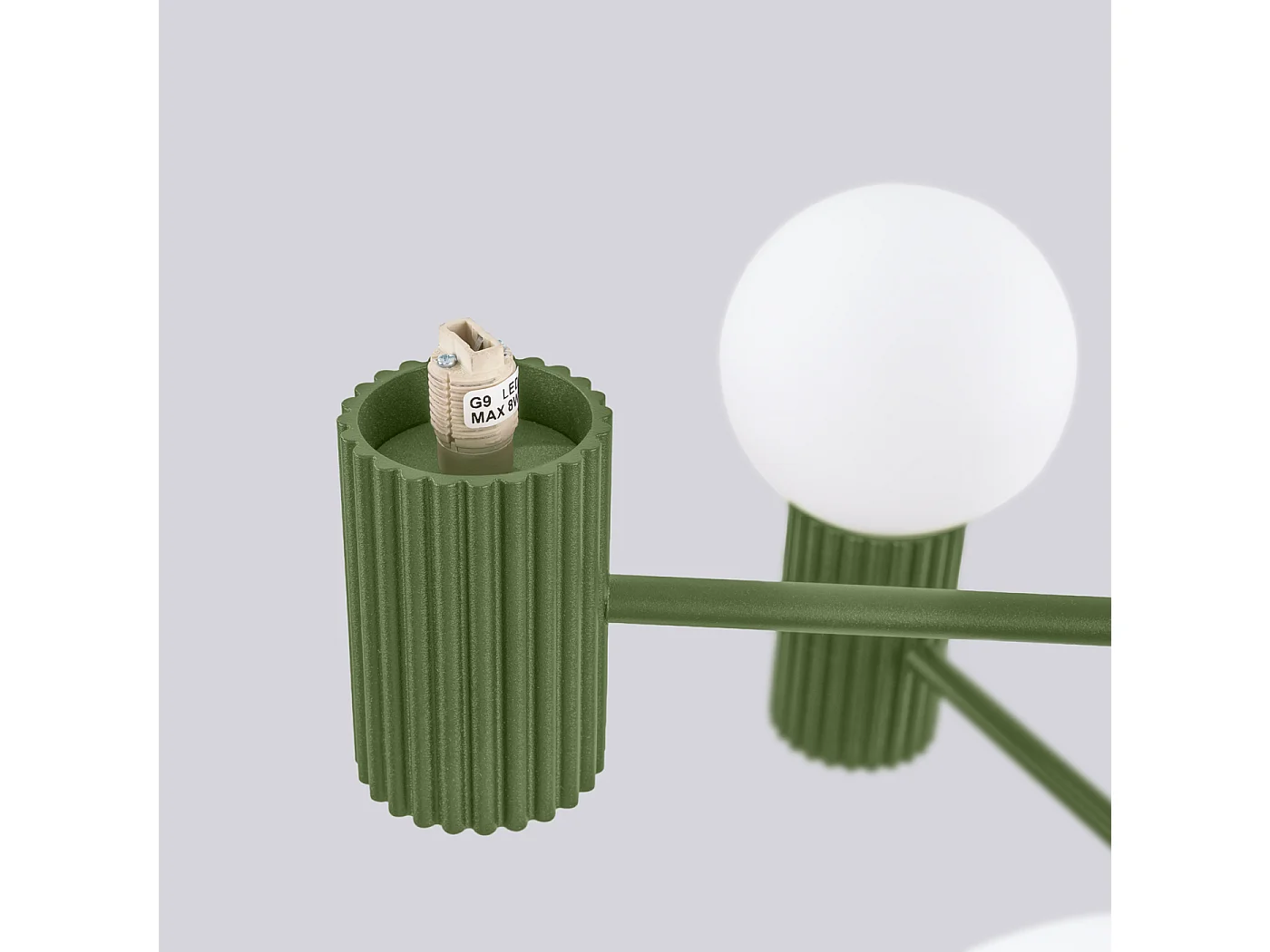 Lustre Halo Moderne En Aluminium - 6 Sources Lumineuses - L.64 X H.230 Cm - Vert Olive