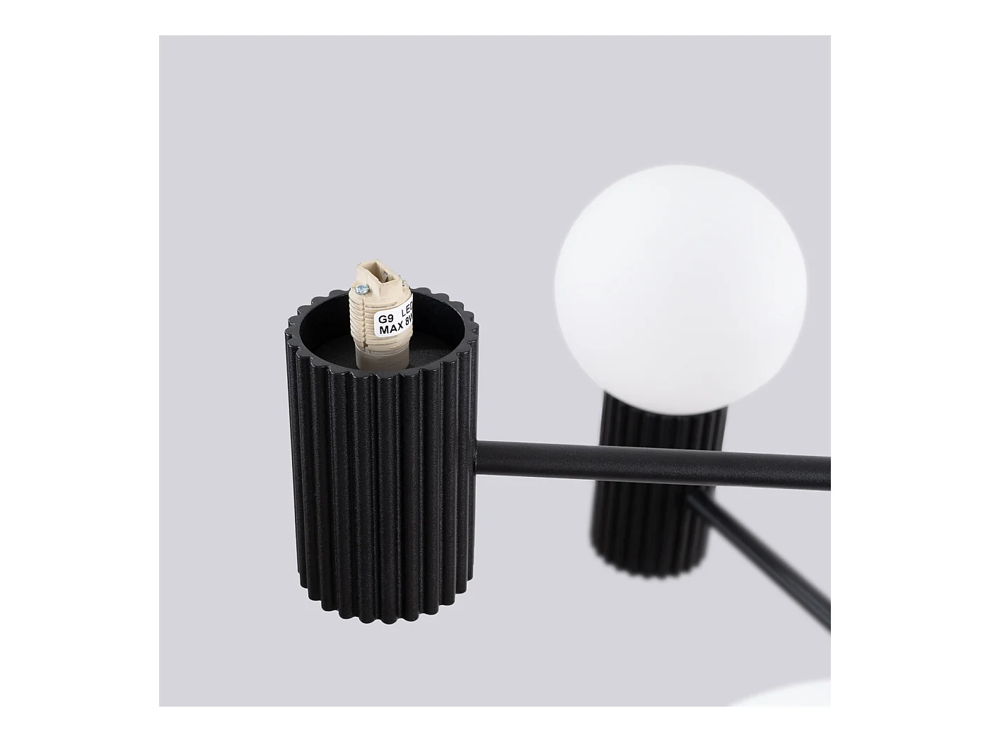Lustre Halo Moderne En Aluminium - 6 Sources Lumineuses - L.64 X H.230 Cm - Noir