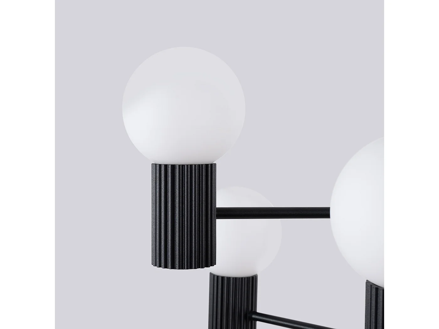 Lustre Halo Moderne En Aluminium - 6 Sources Lumineuses - L.64 X H.230 Cm - Noir